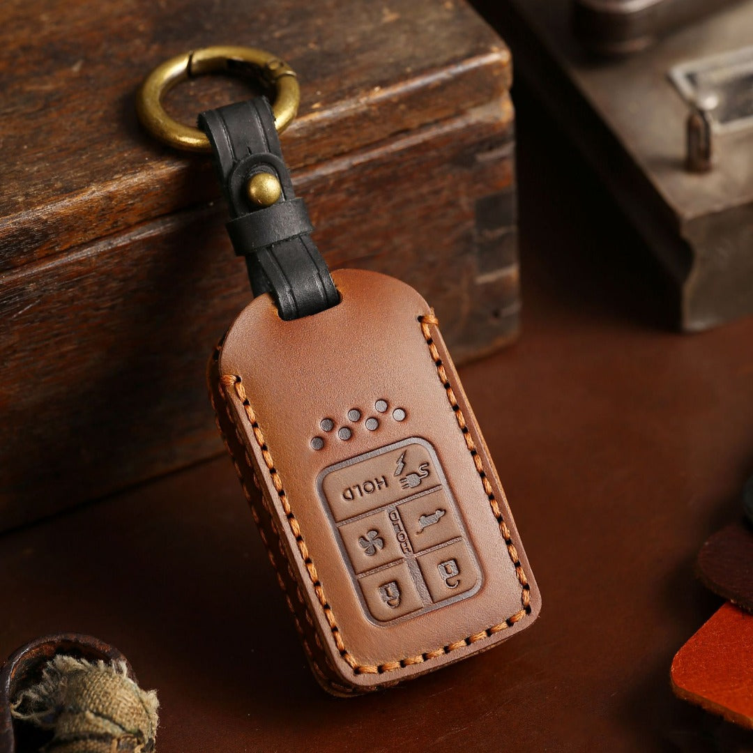 Étui de clé de voiture en cuir pour Honda CRV, Lingpai, XRV, Civic, Odyssey, Elysion, Accord, Guandao et Fit (2, 3, 4, 5, 6 boutons).