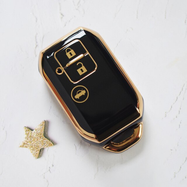 Carsine Suzuki Car Key Case Golden Edge Black / Key case