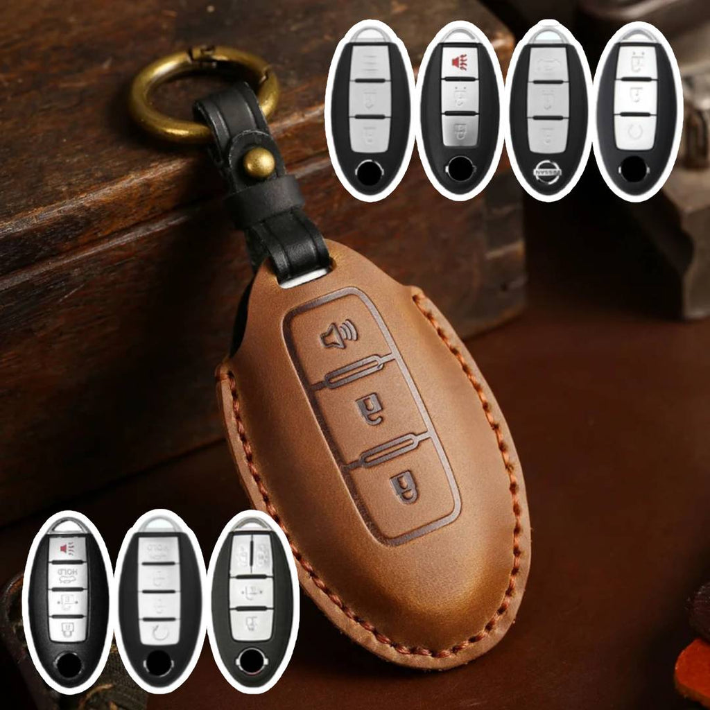 Nissan X-Trail Qashqai Tiida Teana Sylphy Leder Autoschlüsselhülle 2,3,4 Tasten