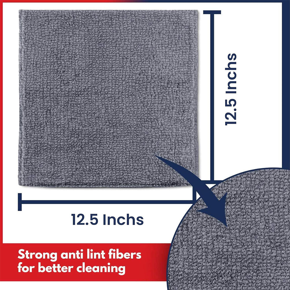 Carsine Microfiber Cleaning Cloth - 12 Packs 12.6"x12.6" - High Performance - 1200 Washes, Ultra Absorbent Towels Weave Grime & Liquid for Streak-Free Mirror Shine - Car Washing Cloth Grey