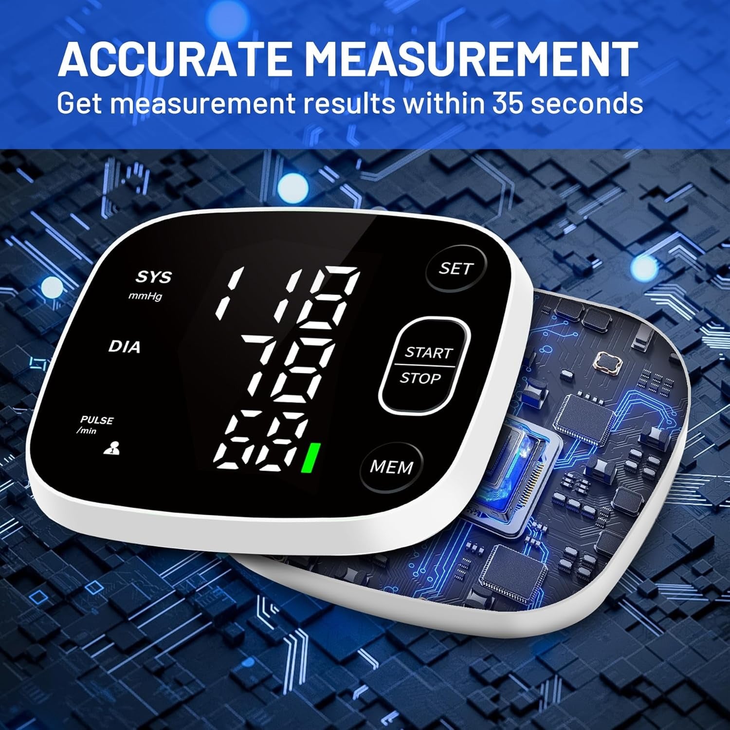 Blood Pressure Monitor Rechargeable Blood Pressure Monitors for Home Use Adjustable Automatic Wrist Cuff Voice Broadcast 2 * 120 Reading Memory for 2 Users with Carrying Case