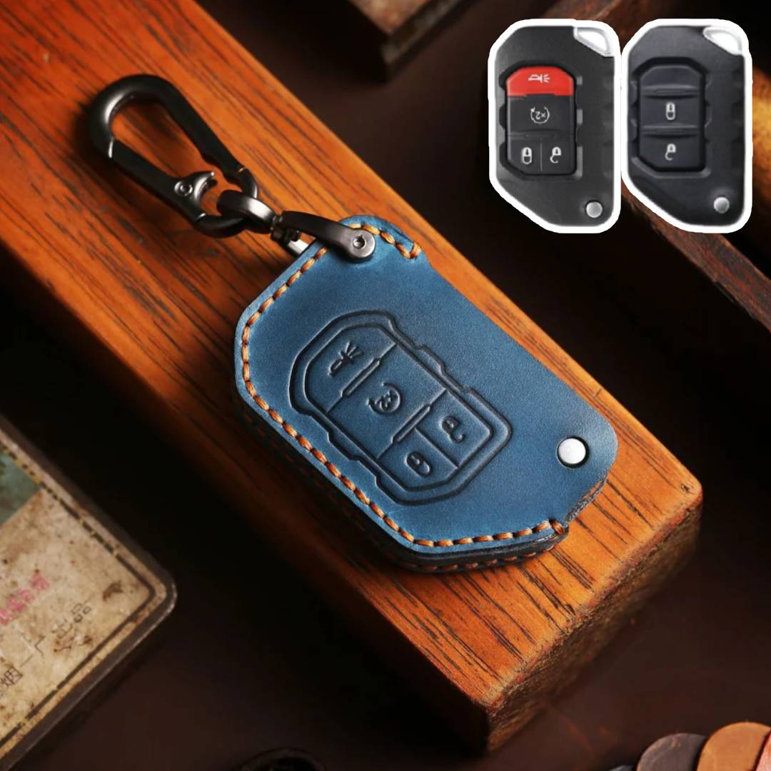Jeep Wrangler Leather Car Key Cover 2,4 Button