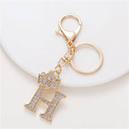 Carsine Rhinestone 26 Letters Car Keychain H