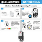 Carsine 891LM 893LM 893Max Chamberlain Craftsman Liftmaster Garage Door Opener Remote Replacement, 1993 to Present Garage Clicker, Universal Garage Door Opener Remote 1 button