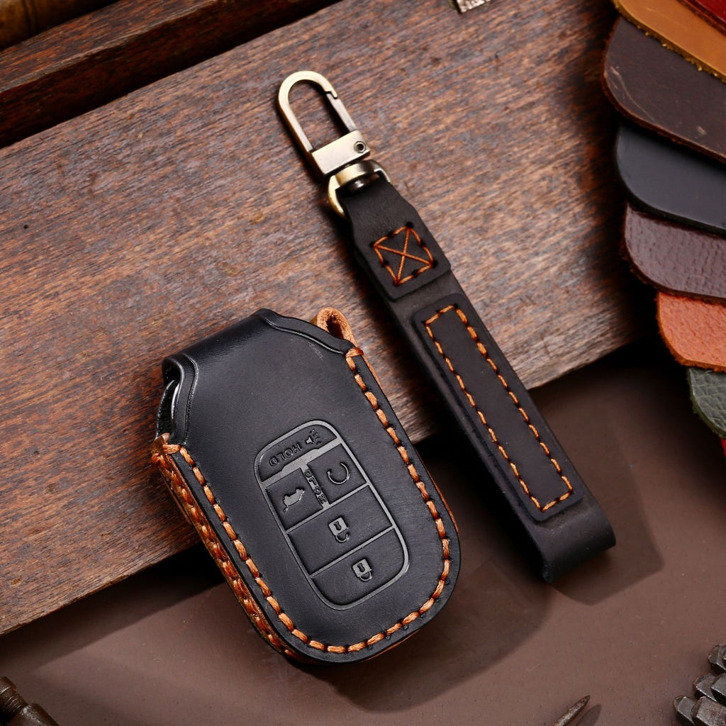 Carsine Honda Leather Car Key Cover 3,4,5 Button Black / 5 Button