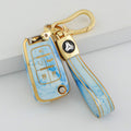 Carsine Chevrolet Holden GMC Buick Car Key Case Gold Inlaid With Jade Blue / Key case + strap