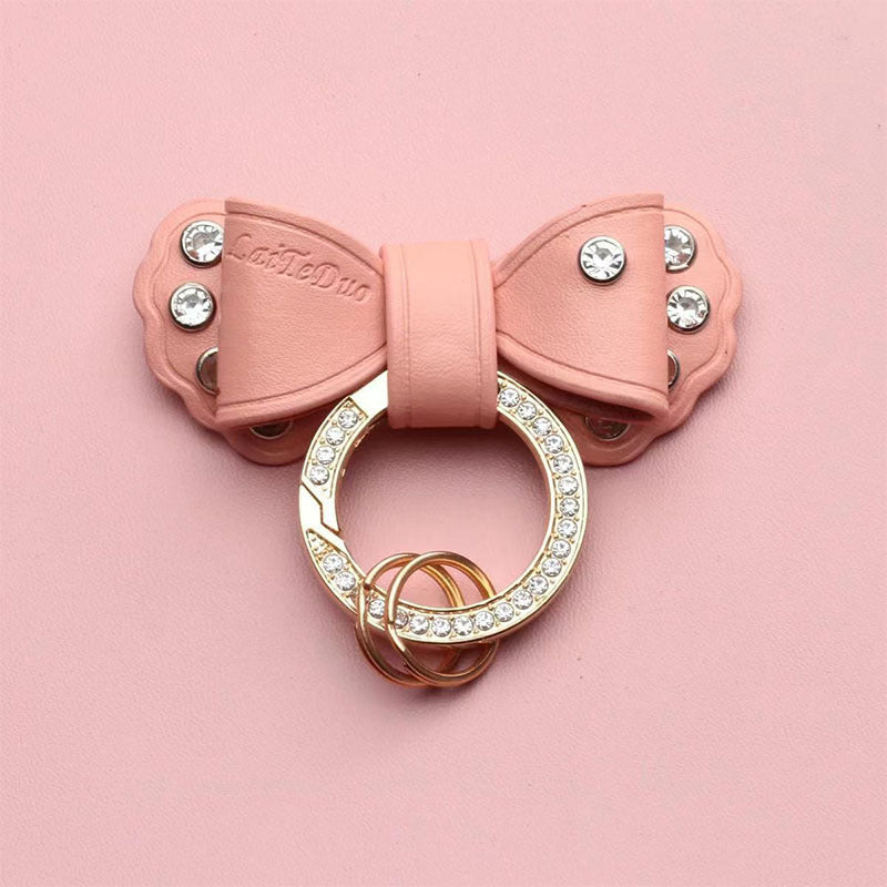 Carsine Bow Gold Keychain Pink