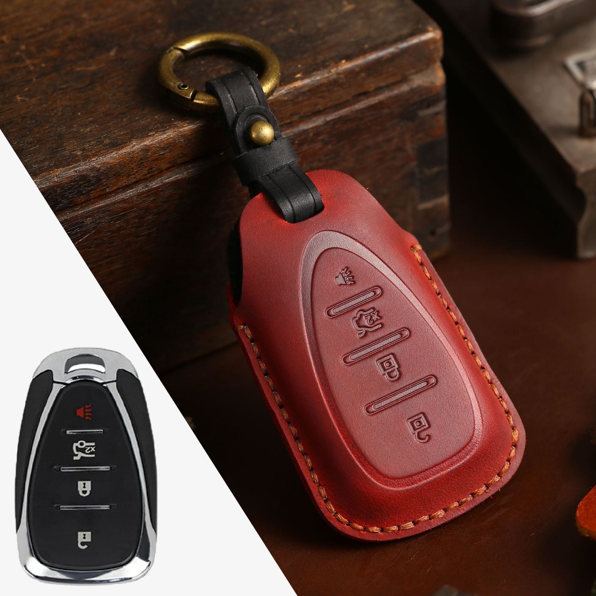 Étui en cuir pour clé de voiture Chevrolet Traverse, Malibu, Cruze, Trax (2, 3, 4, 5 boutons)