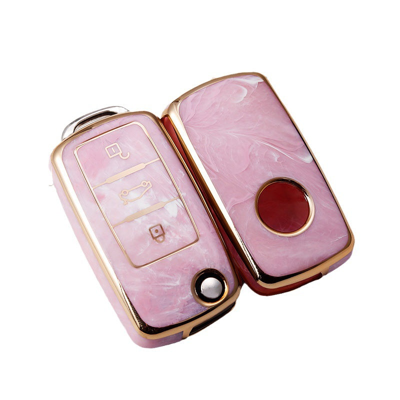 Carsine Volkswagen Car Key Case Gold Inlaid With Jade