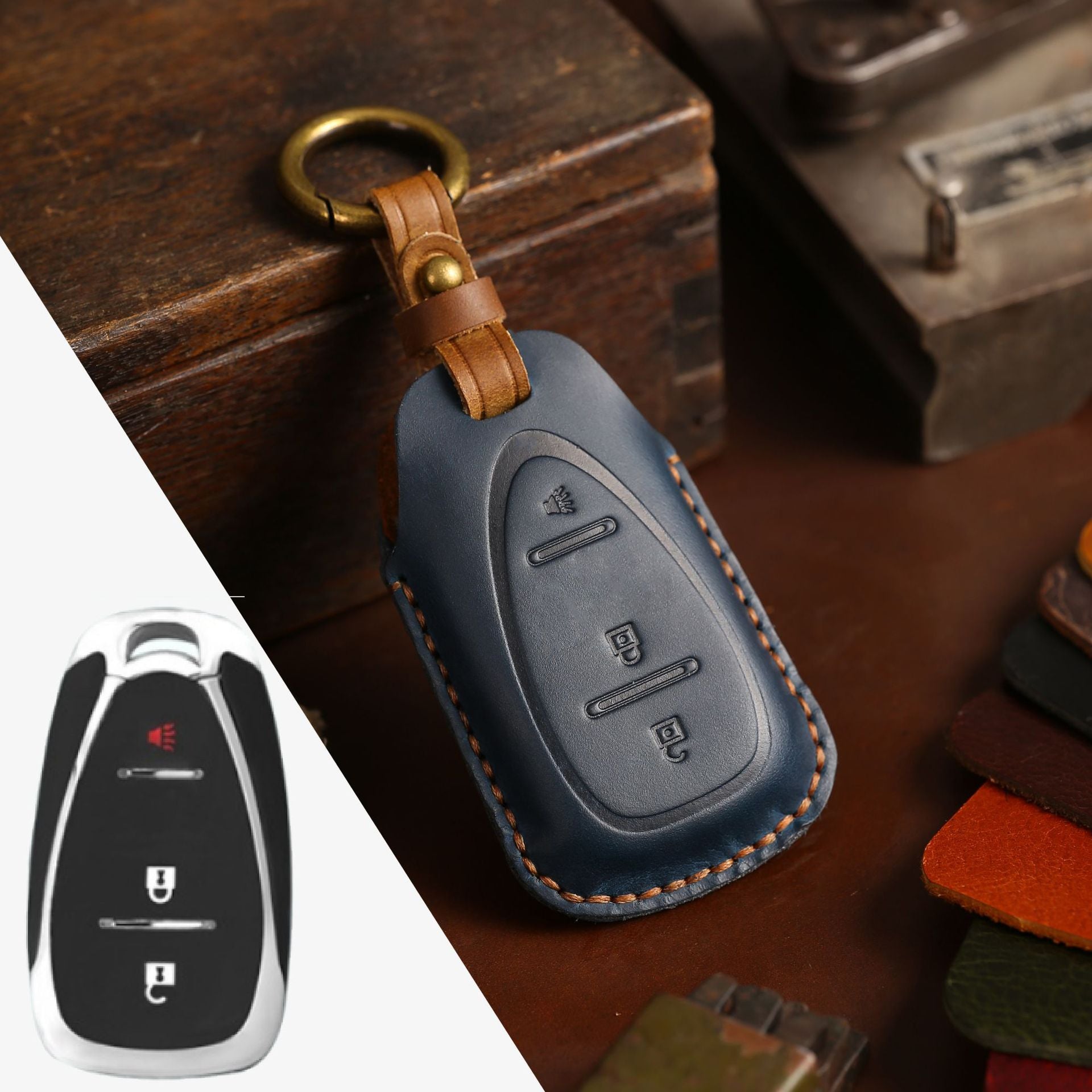 Étui en cuir pour clé de voiture Chevrolet Traverse, Malibu, Cruze, Trax (2, 3, 4, 5 boutons)