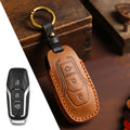 Carsine Ford Escort Mondeo EcoSport Edge Mustang Explorer Leather Car Key Cover 3,4,5 Button Brown / 3 Button