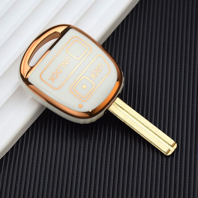 Carsine Toyota Car Key Case Golden Edge White / Key case