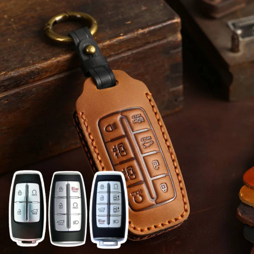 Genesis GV70 GV80 G90 Leather Car Key Cover 4,6,8 Button