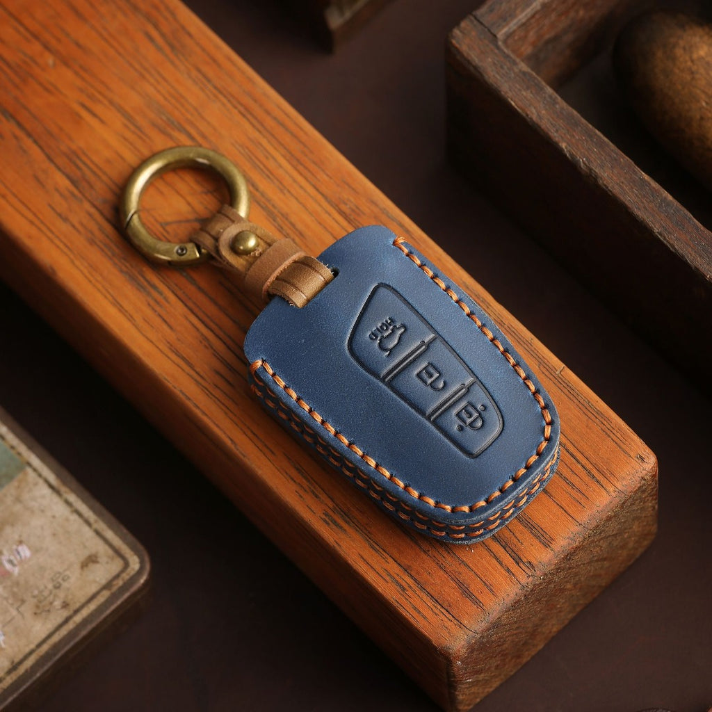 Étui de clé de voiture en cuir pour Hyundai IX45 (3 ou 4 boutons)
