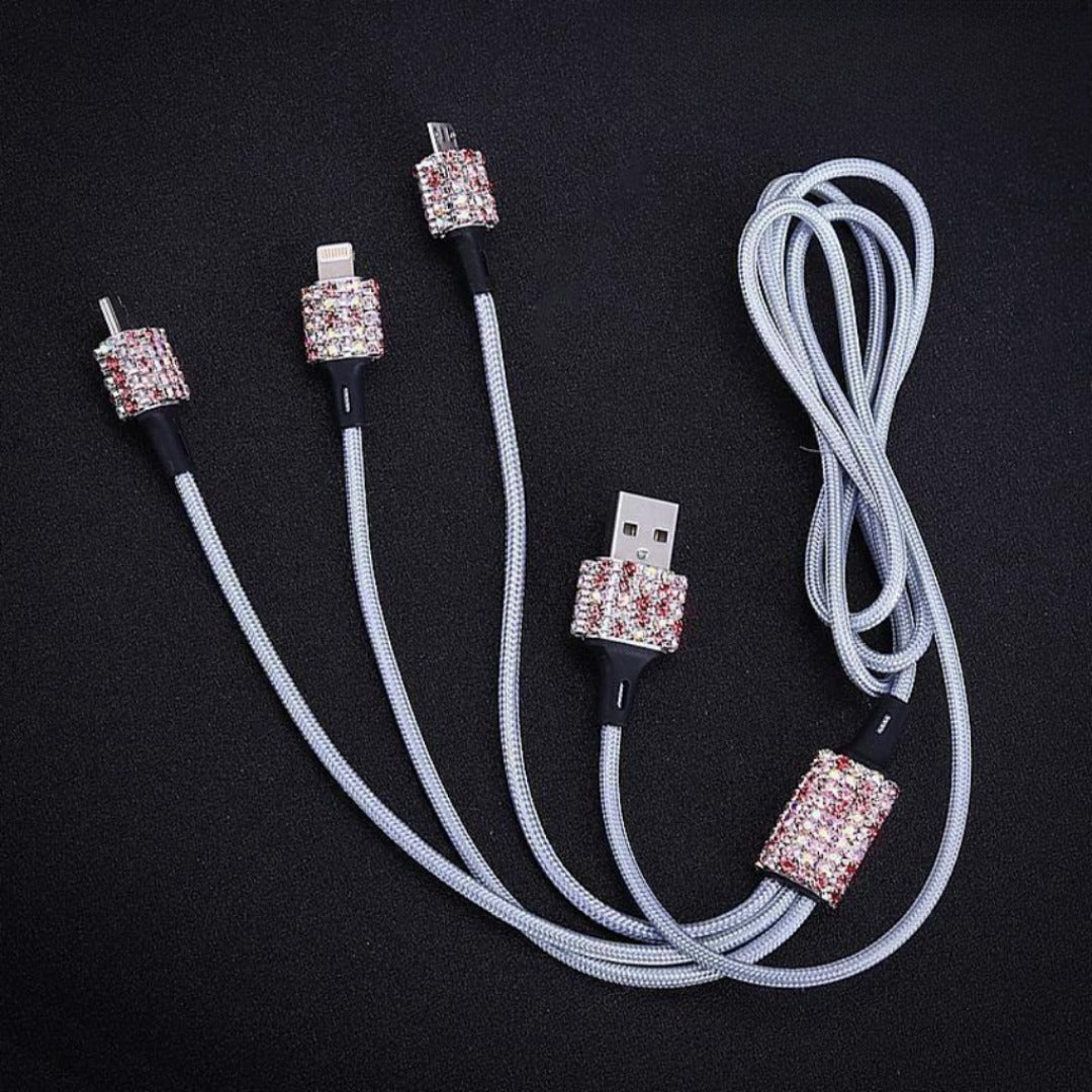 Car Rhinestone Charging Set