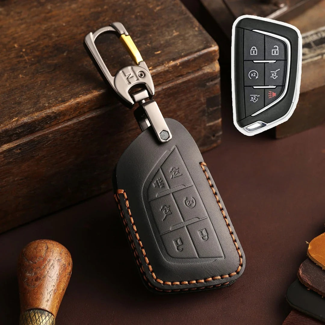 Cadillac Leather Key Cover - Premium Protector for All Models
