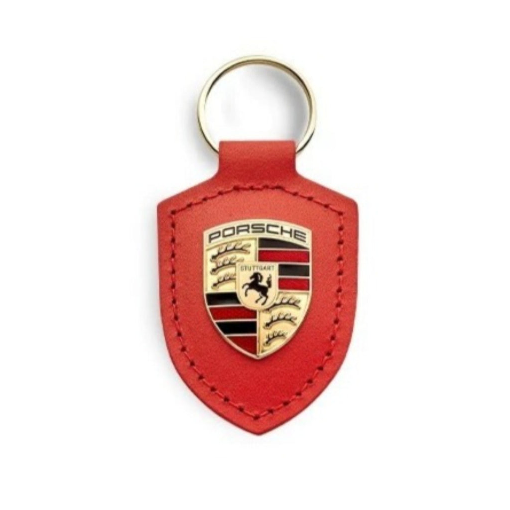 Genuine Leather Porsche Crest Key Ring
