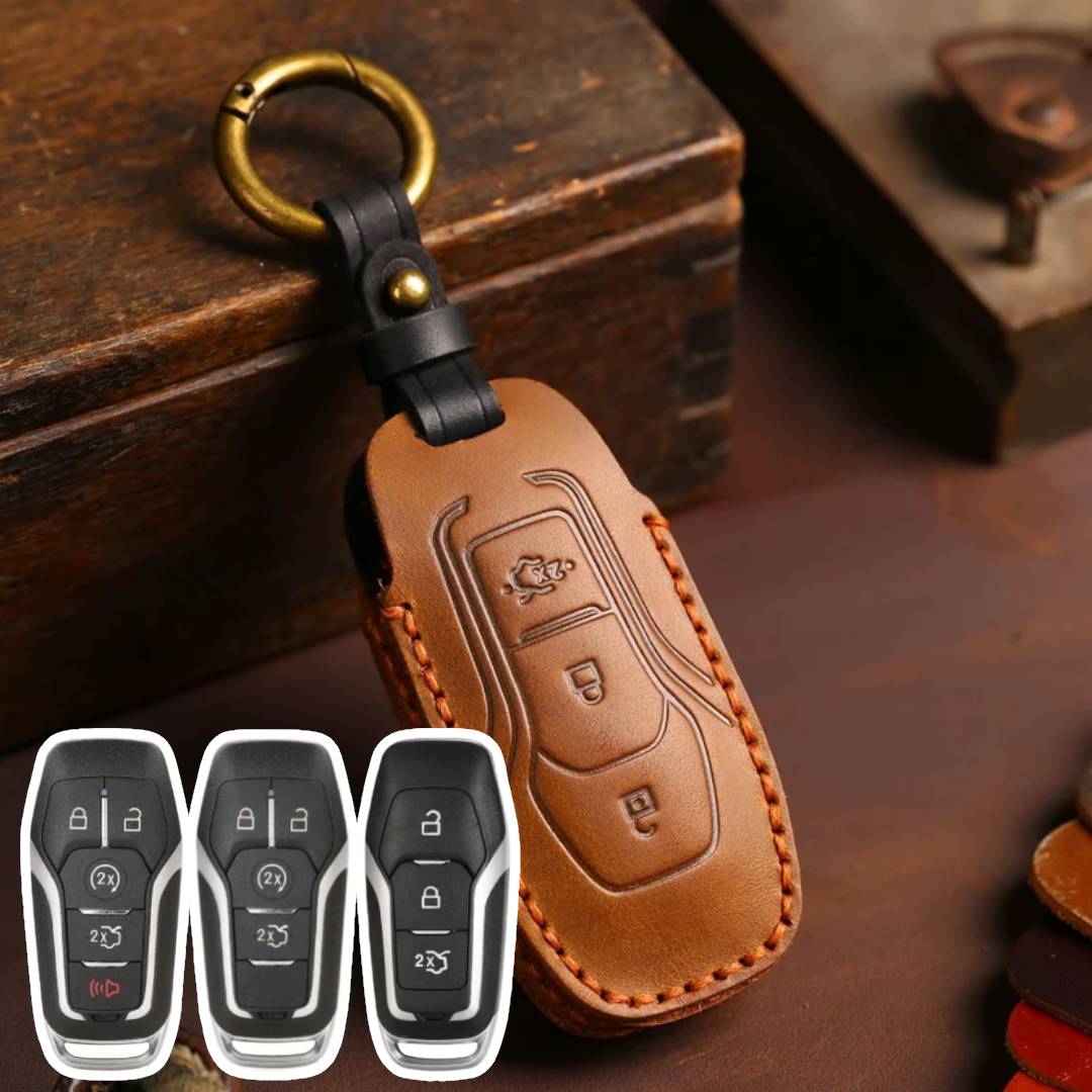 Ford Escort Mondeo EcoSport Edge Mustang Explorer Leather Car Key Cover 3,4,5 Button