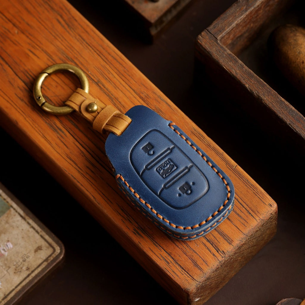 Carsine Hyundai Elantra IX25 Festa IX35 Verna Leather Car Key Cover 3 Button Black / 3 Button-A