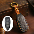 Carsine Ford EcoSport Focus Leather Car Key Cover 3 Button Black