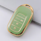 Carsine Honda Acura Car Key Case Golden Edge Green / 3 buttons