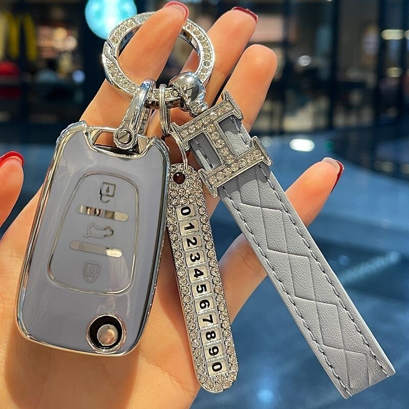 Carsine Kia Car Key Cover Silver Edge Silver / Grey / Key case + strap