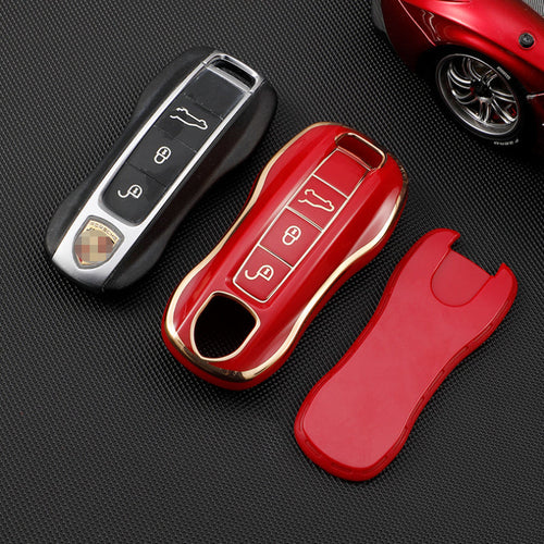 Carsine Porsche Car Key Case Golden Edge